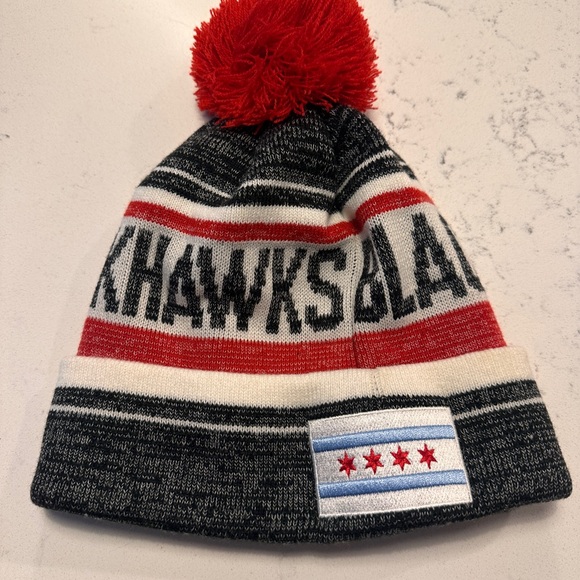 Chicago Blackhawks Knit Beanie with Pom - Picture 2 of 2
